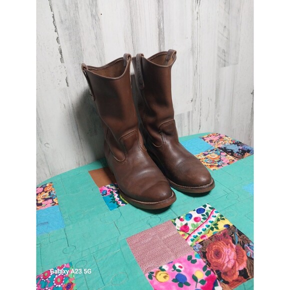 Red Wing Pecos Boots Mens 9 D Solid Brown Leather Oil Resisting USA 1155 - Picture 1 of 11